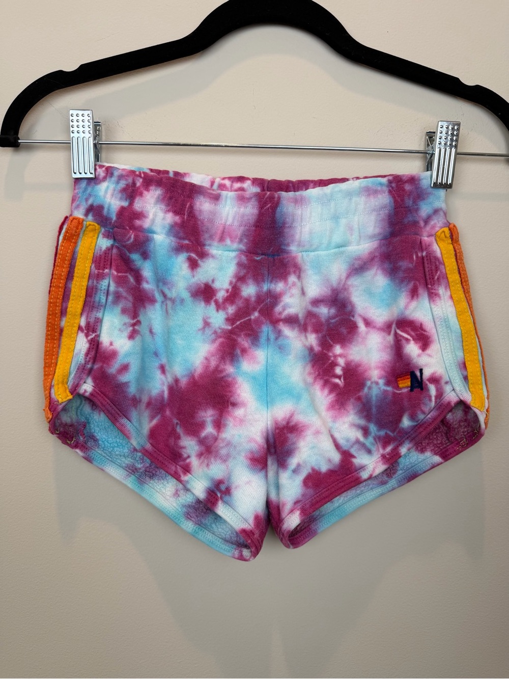 Aviator Nation Kids Tie-Dye Sweat Shorts Size 10 Pink Teal Made in California